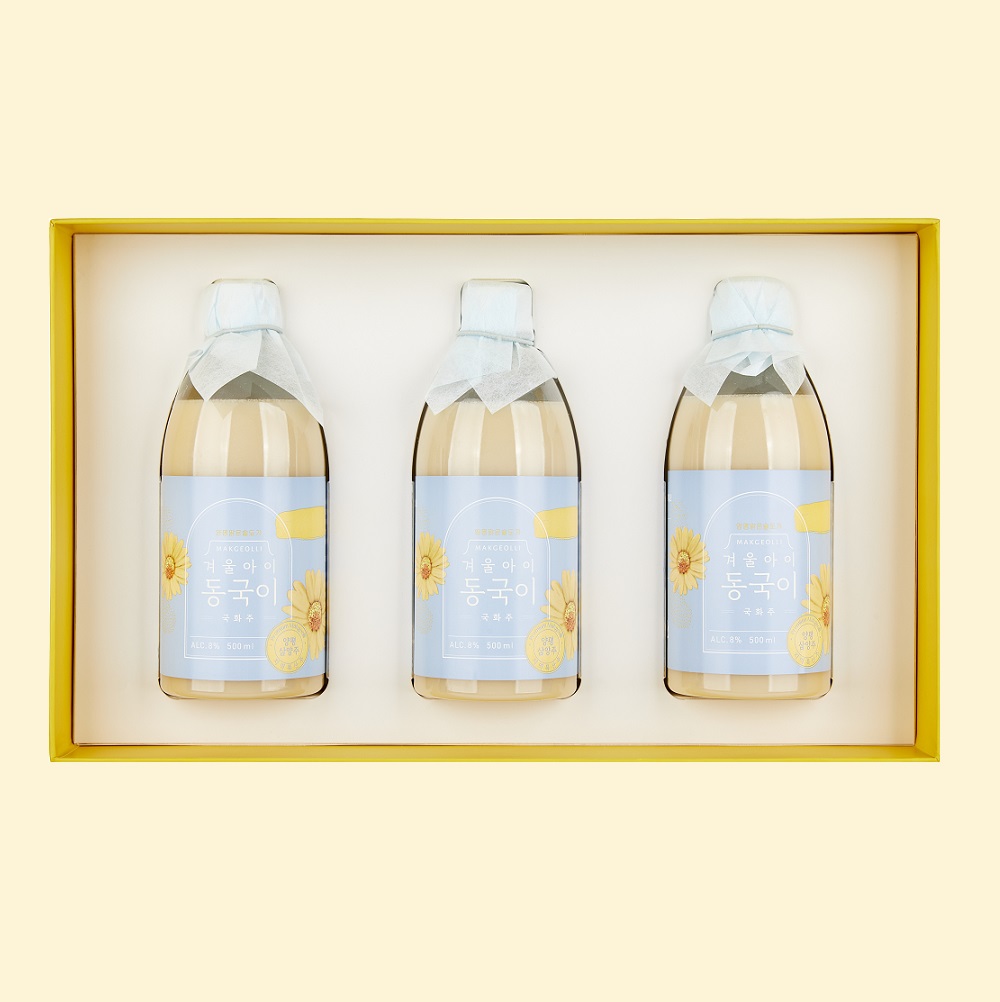 [전통주] 동국이탁주 500ml  8도 3병 삼양주 국화막걸리 선물세트 - 상품 이미지