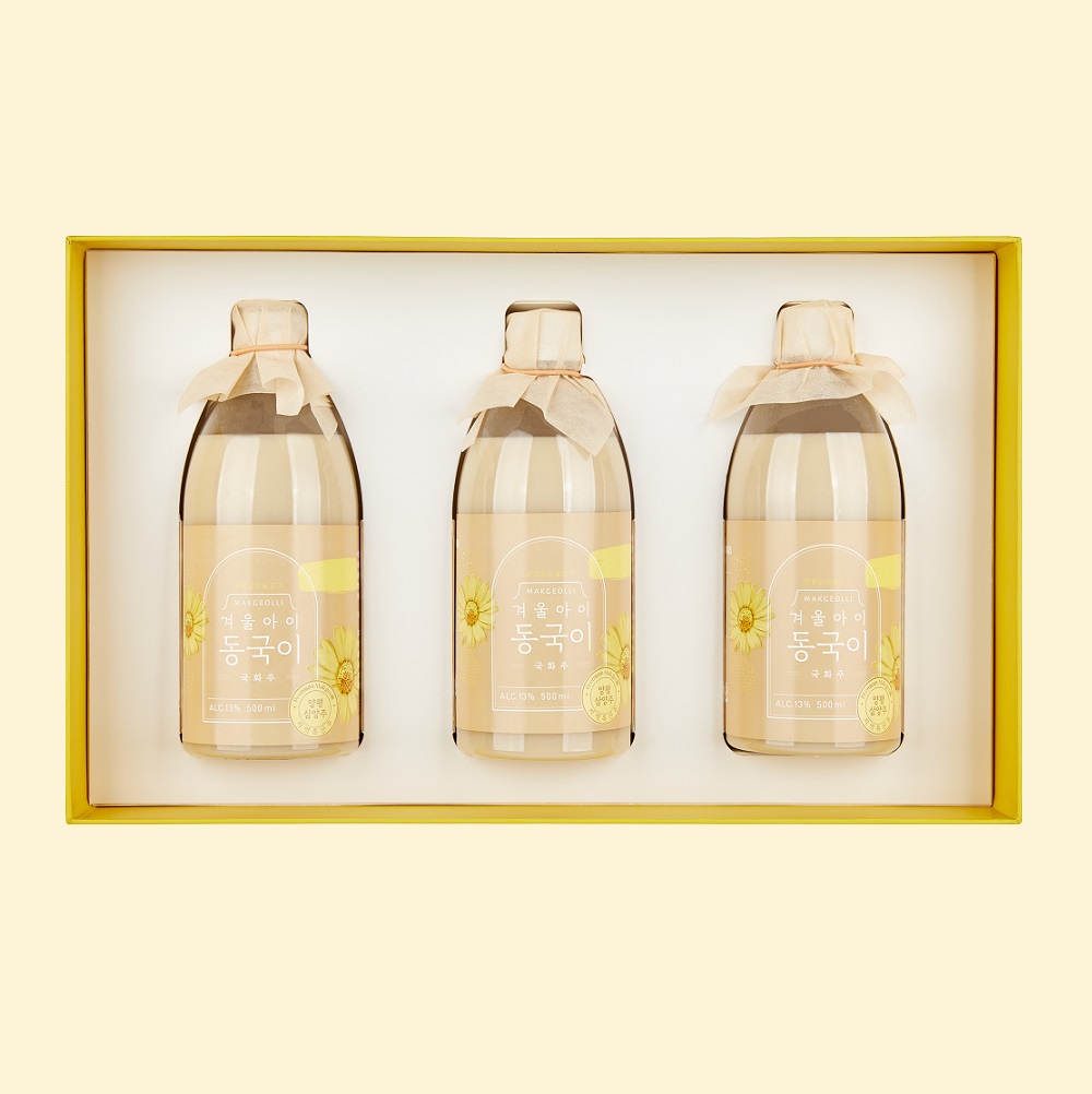 [전통주] 동국이탁주 500ml 13도 3병 국화막걸리 선물세트 - 상품 이미지
