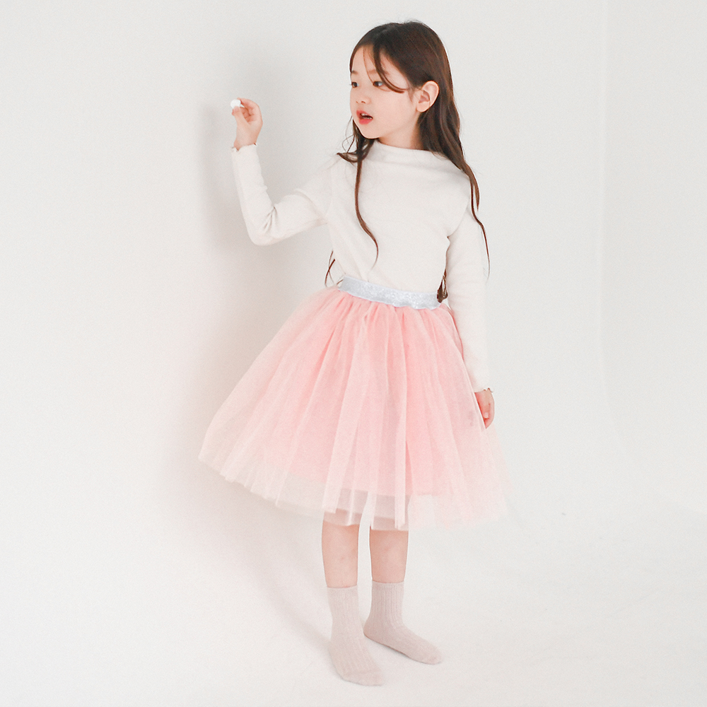펄밴드 샤르 여아 샤 튜튜 스커트 공주 아이보리 블랙 핑크 치마 발레 치마 유아 키즈 - 상세 이미지 4