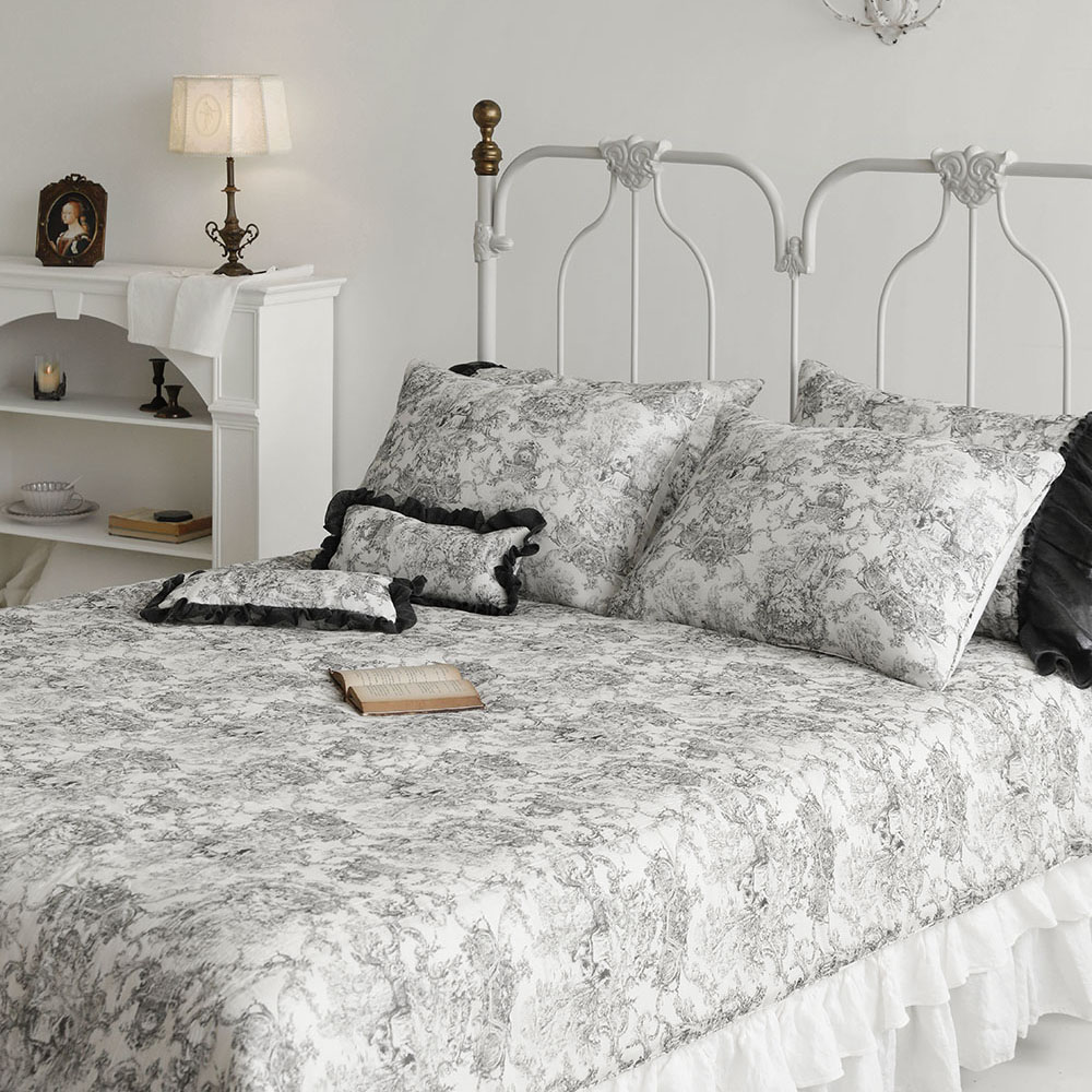 SALE 프렌치 뜨왈 프리미엄 거즈 순면 차렵 베개 간절기 여름 호텔 더블 싱글 이불 침구 쁘띠레이스베개 솜포함