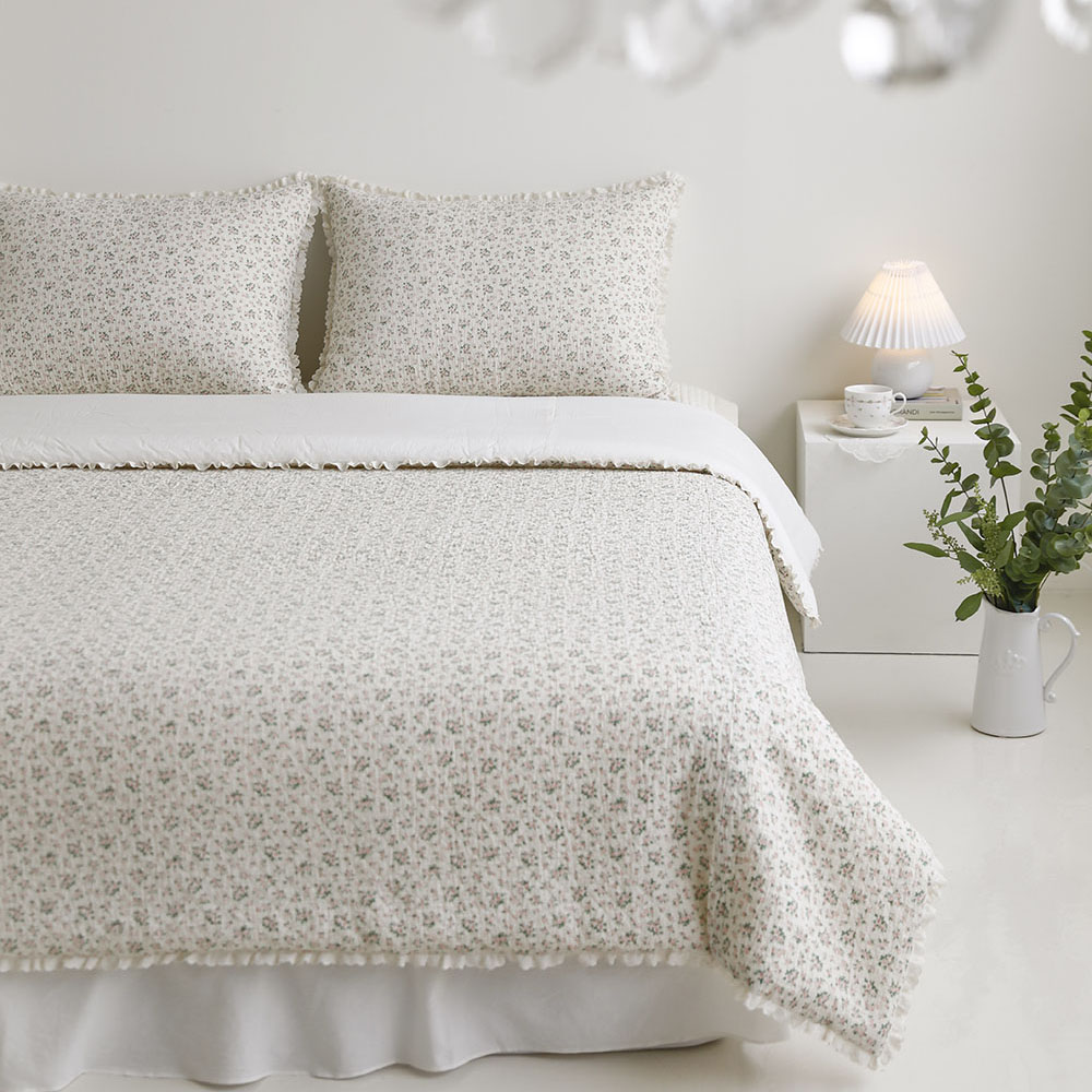 플로흐 감성 워싱 순면 차렵 이불 베개 간절기 여름 호텔 더블 싱글 침구 쁘띠레이스베개 솜포함