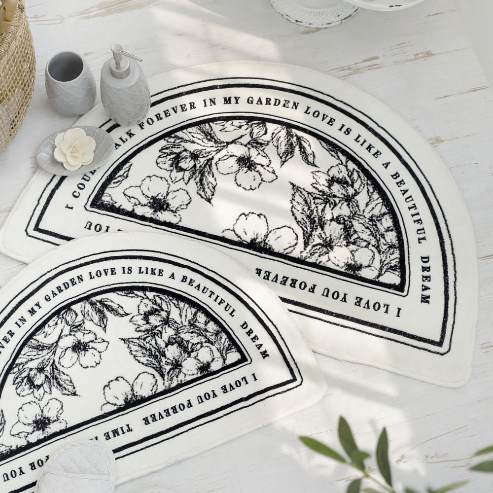 루이즈 북유럽 극세사 욕실 화장실 주방 싱크대 면 반원 타원 매트 발매트 러그 40x60