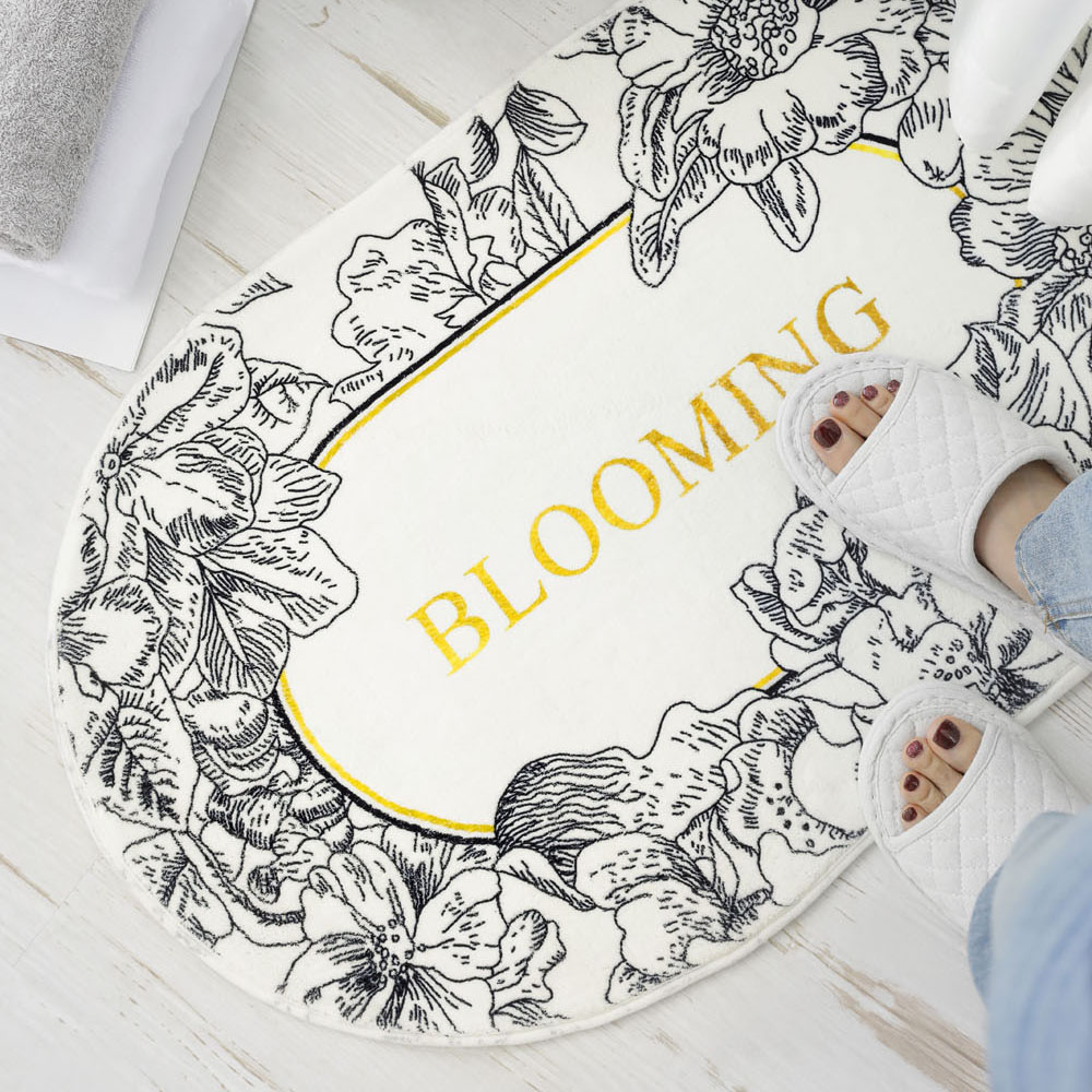 루이즈 북유럽 극세사 욕실 화장실 주방 싱크대 면 반원 타원 매트 발매트 러그 40x60