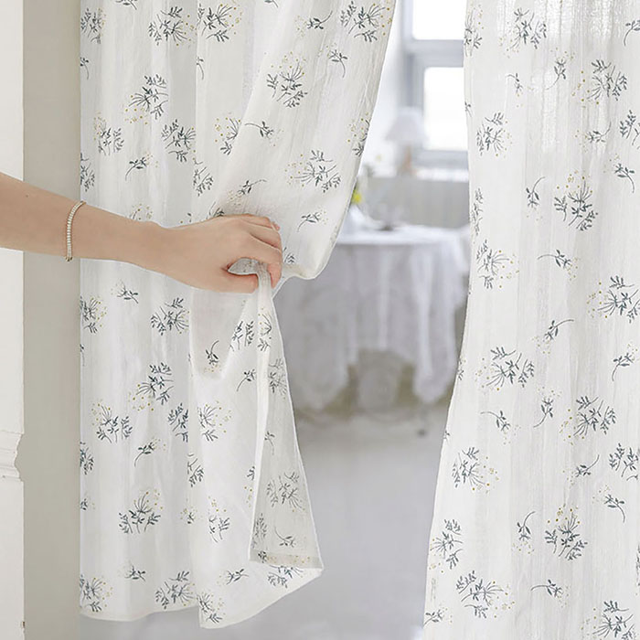 엘레나 워싱 순면 자수 창문 주방 중문 선반 문 가리개 바란스 커튼 A148x40cm