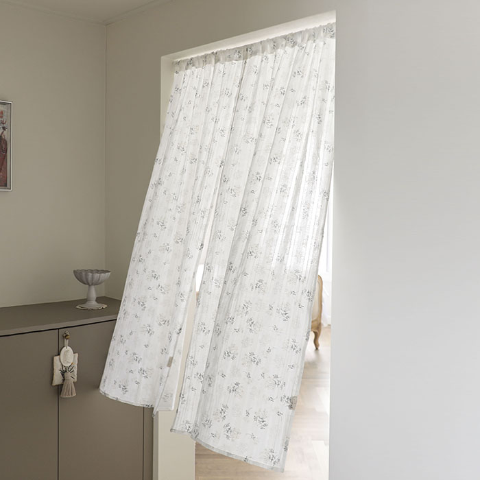 엘레나 워싱 순면 자수 창문 주방 중문 선반 문 가리개 바란스 커튼 A148x40cm
