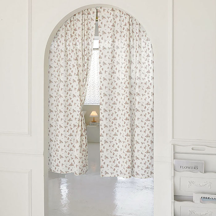 엘레나 워싱 순면 자수 창문 주방 중문 선반 문 가리개 바란스 커튼 A148x40cm