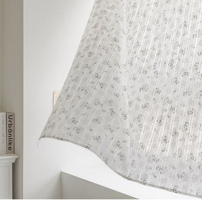 엘레나 워싱 순면 자수 창문 주방 중문 선반 문 가리개 바란스 커튼 A148x40cm