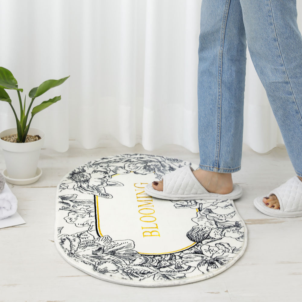 루이즈 북유럽 극세사 욕실 화장실 주방 싱크대 면 반원 타원 매트 발매트 러그 40x60