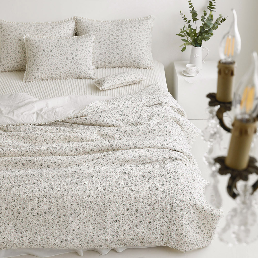 플로흐 감성 워싱 순면 차렵 이불 베개 간절기 여름 호텔 더블 싱글 침구 쁘띠레이스베개 솜포함