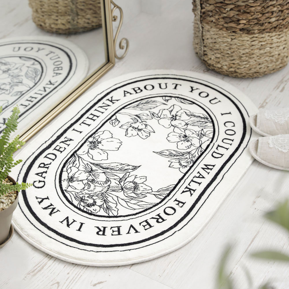 루이즈 북유럽 극세사 욕실 화장실 주방 싱크대 면 반원 타원 매트 발매트 러그 40x60