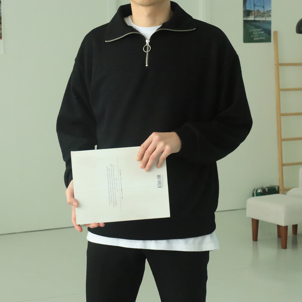 남자 구김없는 아노락 반집업니트 남자니트 이미지 3