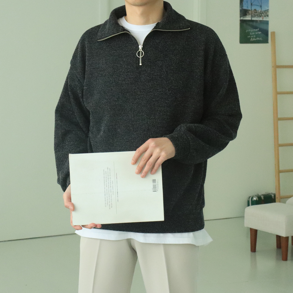 남자반집업니트 아노락 오버핏 맨투맨 남자니트