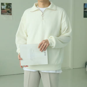 남자반집업니트 아노락 오버핏 맨투맨 남자니트 착용 후기 | 사이즈/핏 총정리 - 상품 이미지 3