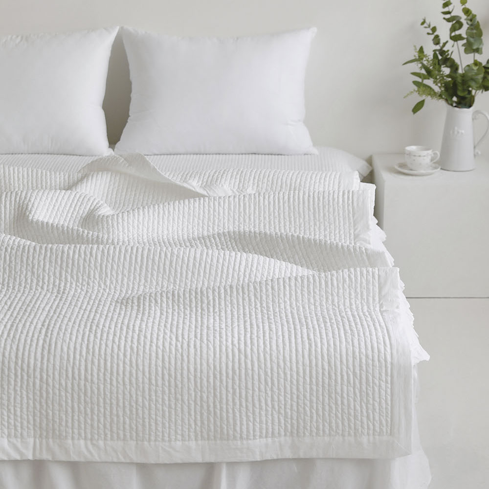 순수 프리미엄 고밀도 100수 워싱 피그먼트 순면 패드 이불 먼지없는 알러지 케어 침대 스프레드 여름 싱글 퀸 매트리스 깔개 화이트 싱글S