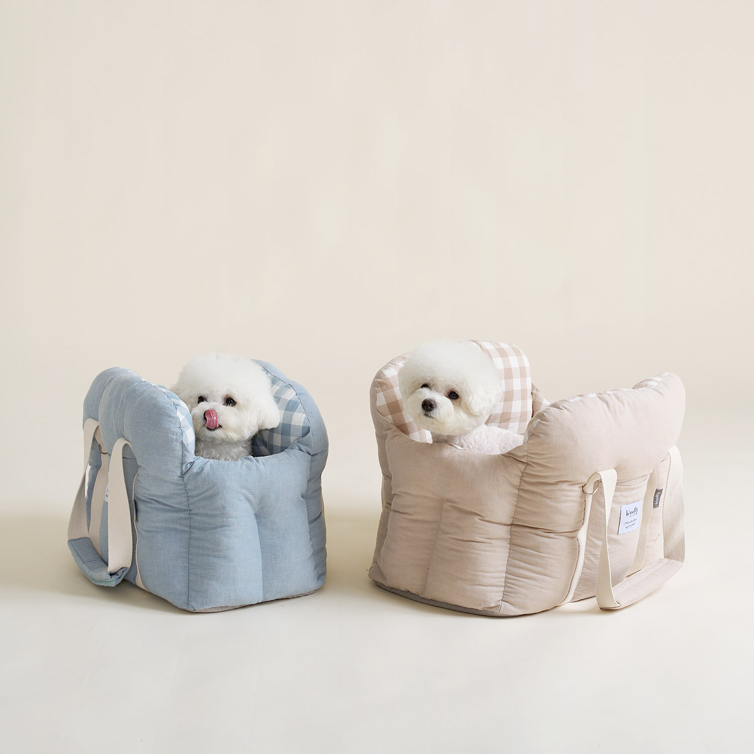 울리 코튼체크 구름 강아지 이동가방 슬링백 산책 캐리어 기내용 M