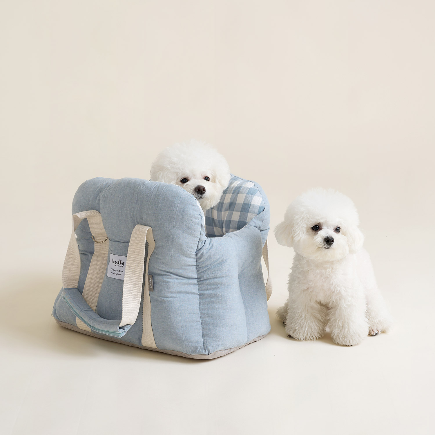 울리 코튼체크 구름 강아지 이동가방 슬링백 산책 캐리어 기내용 M