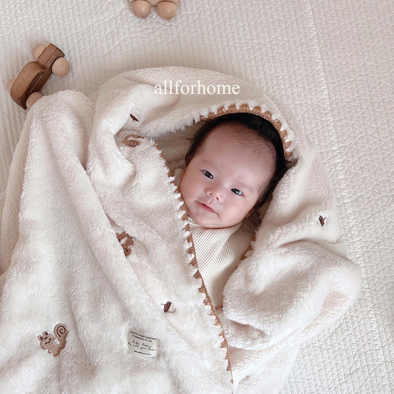 올포홈 유아 아기 신생아 자수 극세사 겨울 담요 이불 블랭킷 밍크 하뚜하뚜 스몰