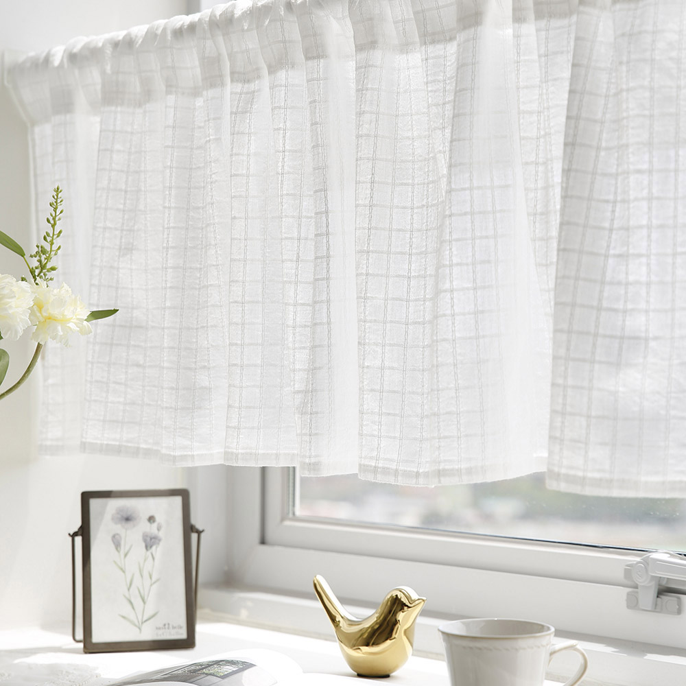 프렌치 소프트 워싱 빈티지 자수 가리개 바란스 커튼 현관 중문 창문 주방 선반 138x40