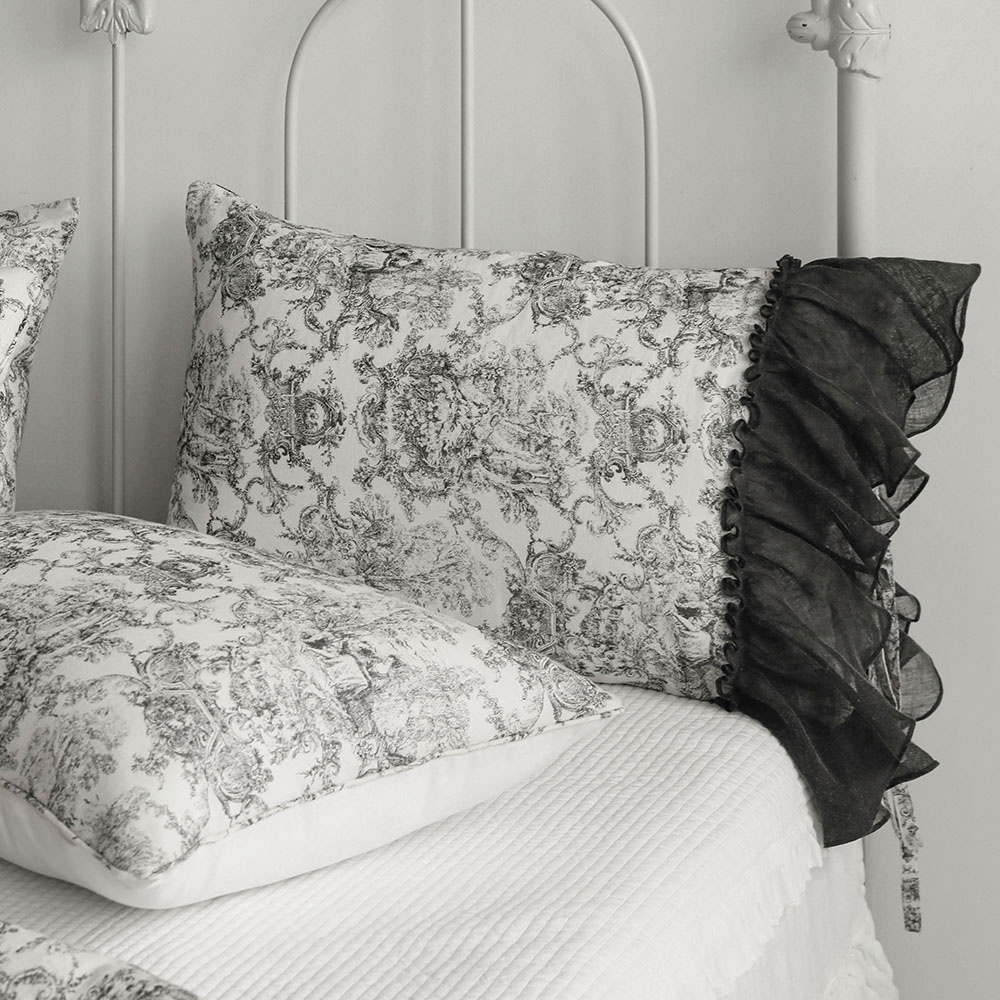 SALE 프렌치 뜨왈 프리미엄 거즈 순면 차렵 베개 간절기 여름 호텔 더블 싱글 이불 침구 쁘띠레이스베개 솜포함