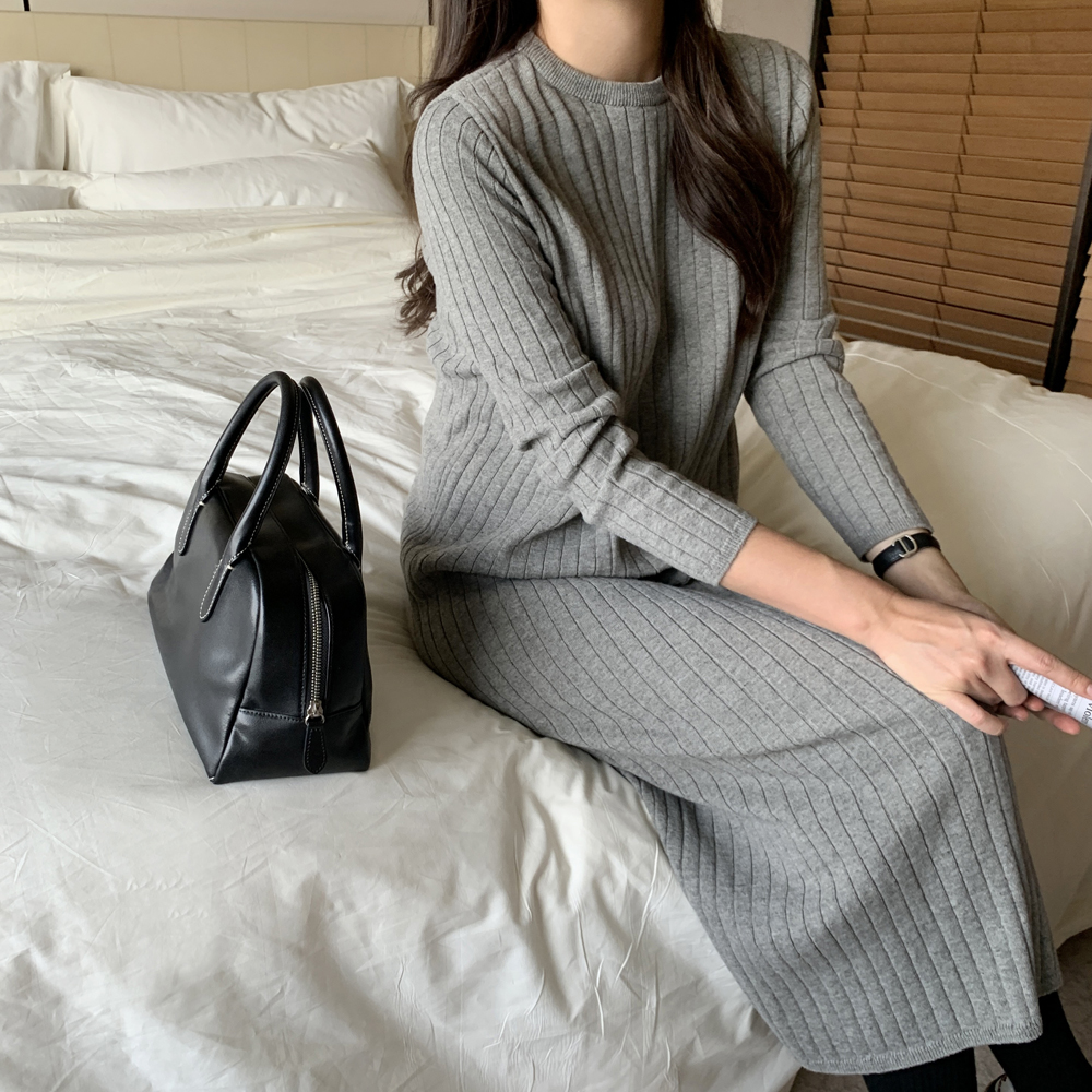 루즈핏 골지원피스 H라인 니트 롱 원피스 여성 가을 원피스 데일리룩