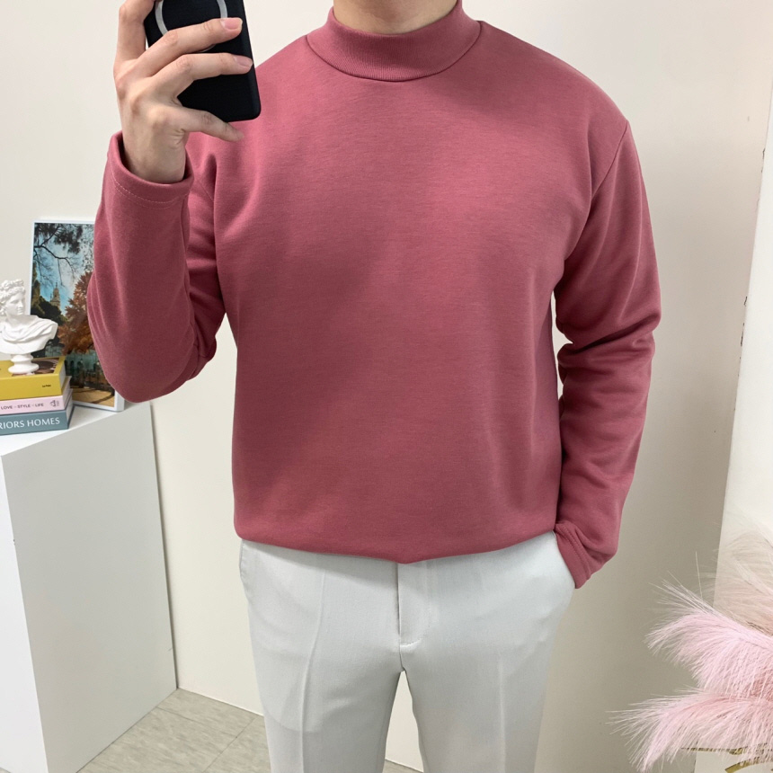 남자 반목티 기모 티셔츠 반폴라 이너 목티 가을 겨울 옷 터틀넥 코디 이미지 3