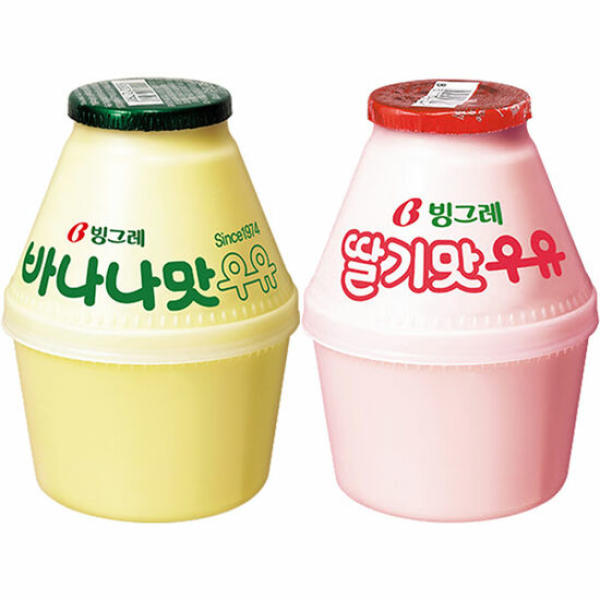 빙그레 단지우유 12개(바나나6+딸기6) 아이스박스 무료 - 상품 이미지