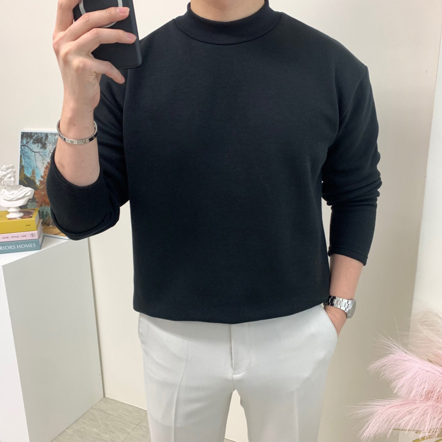 남자 반목티 기모 티셔츠 반폴라 이너 목티 가을 겨울 옷 터틀넥 코디 이미지 2