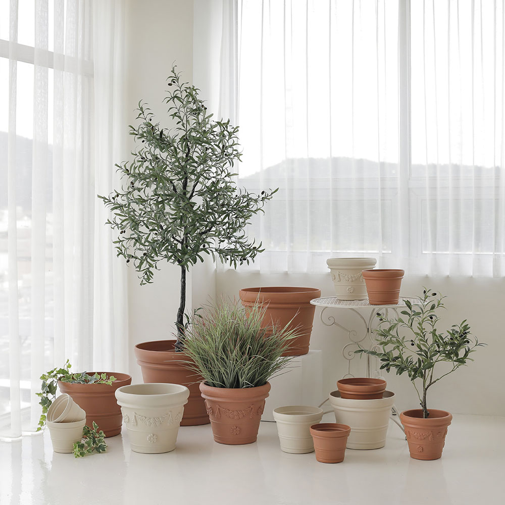 로렌조 자동급수 분갈이 플라스틱 인테리어 저면관수 대형 토분 화분 A베이직 테라코타 6호 이미지 2