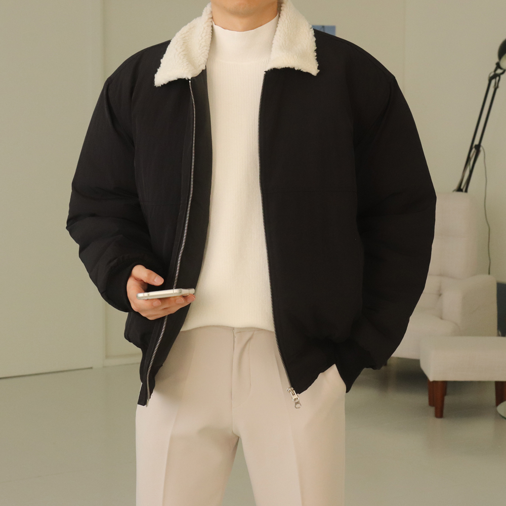 남자숏패딩 오버핏 양털 점퍼 남자패딩 이미지 3