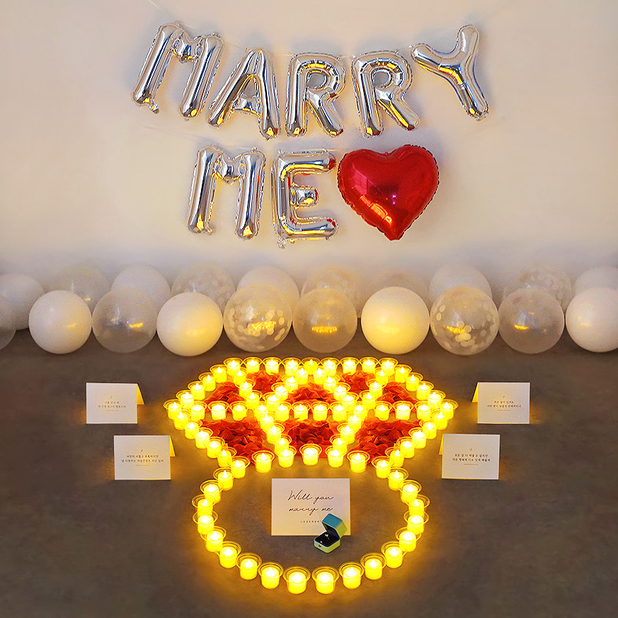 프로포즈 용품 이벤트 세트 셀프 답 신혼집 풍선출장결혼부산 전기초SET01 MARRYME 이미지 4