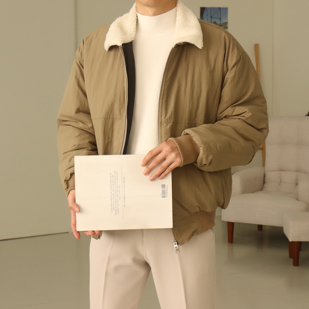남자숏패딩 오버핏 양털 점퍼 남자패딩 이미지 2