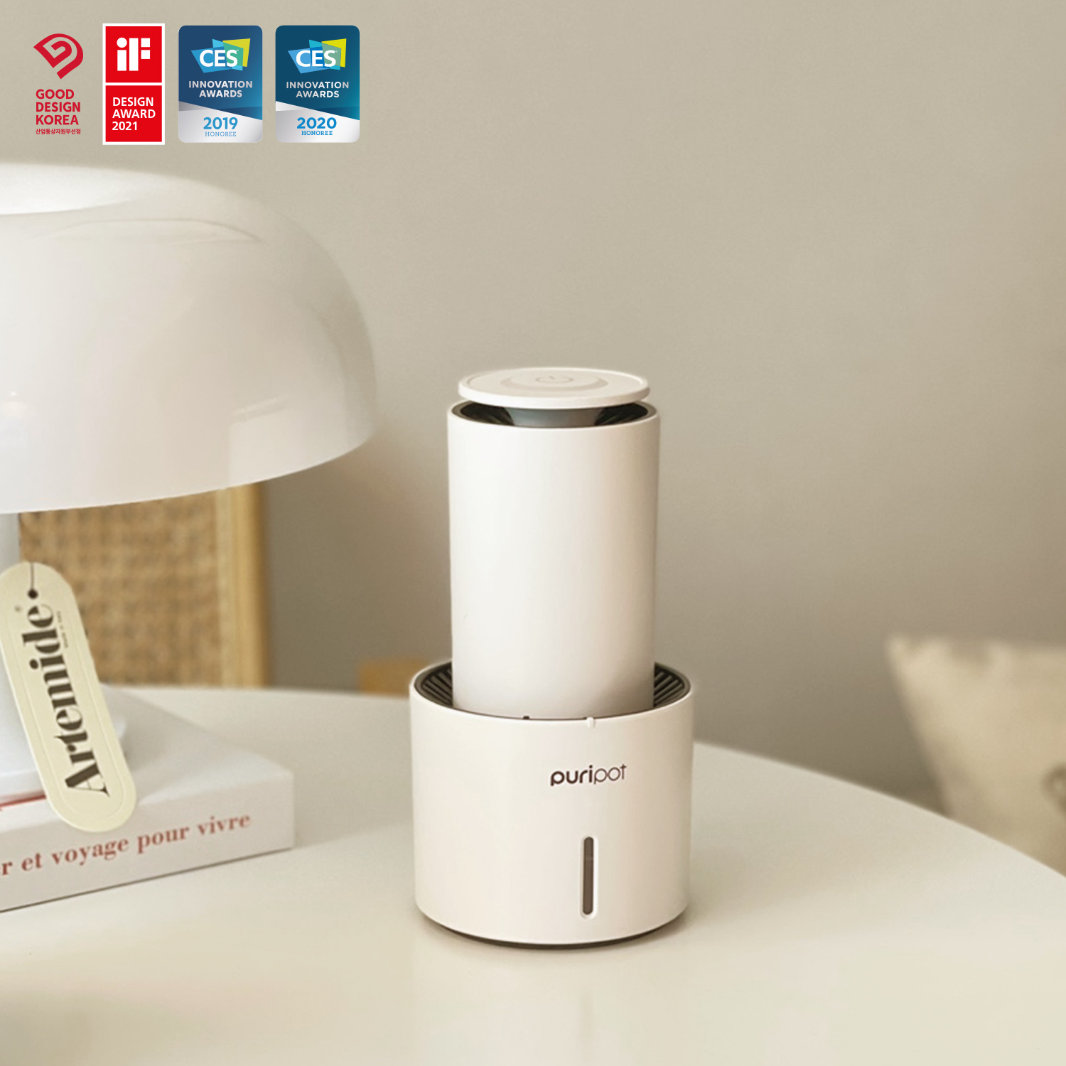 퓨리팟 P1 원룸 공기청정기 소형 공기살균기 필터교체없는 탁상용 화장실 냄새제거
