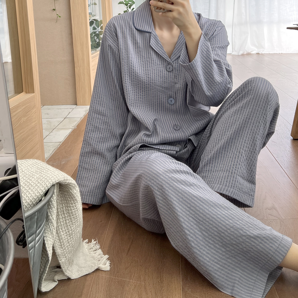 국산 부드러운 촉감 긴팔 반팔 커플잠옷 잭 줄무늬 빅사이즈 2XL 파자마 상세 이미지 15