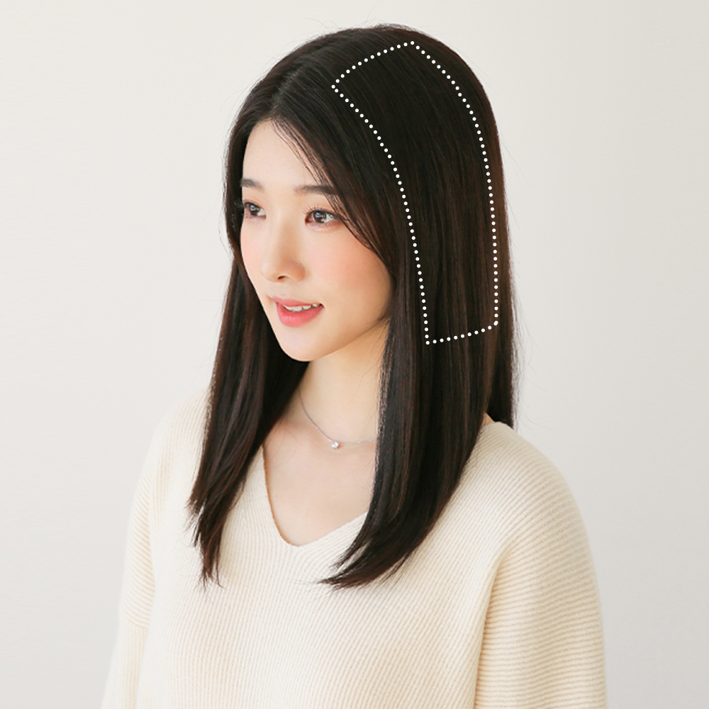 헤어뽕 똑딱이 부분 피스 옆머리 정수리 가발 36cm - 상세 이미지 4
