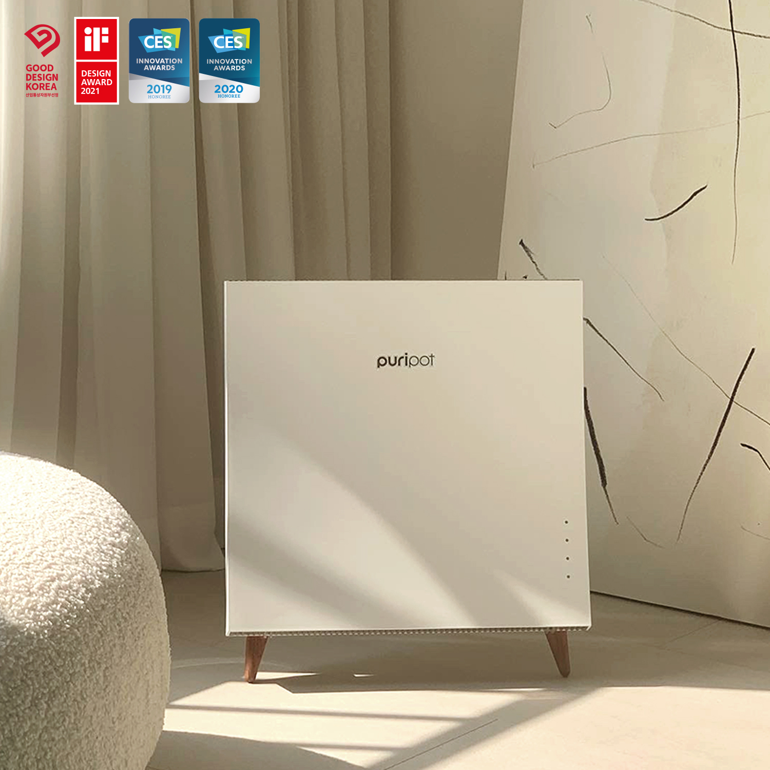 퓨리팟 F1N 슬림 공기청정기 필터교체없는 공기살균기 새집증후군 VOC 냄새 제거