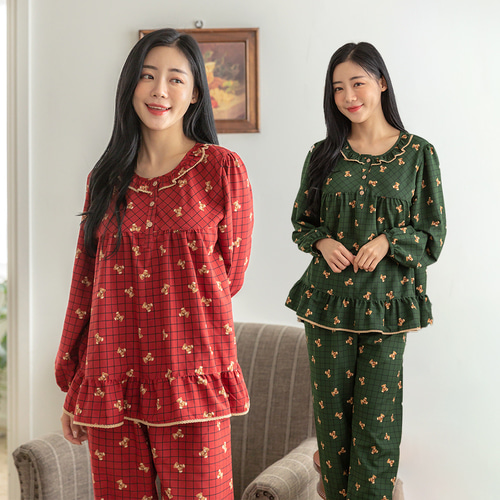 커플잠옷 여성 남성 잠옷 신혼부부 연인 파자마 곰곰이(22F609) 이미지 2