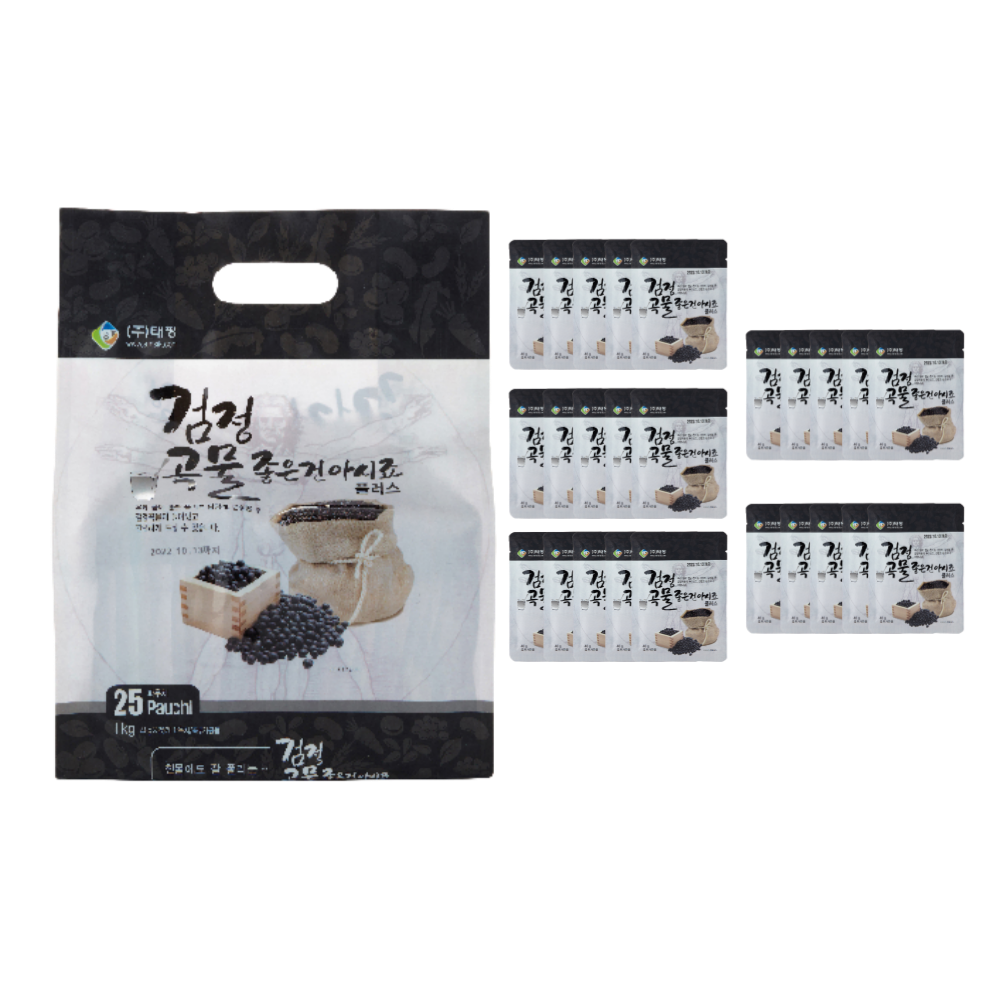 태평선식 검은콩 서리태 검정깨 블랙푸드 선식 미숫가루 아침대용 낱개 파우치 1kg - 상품 이미지
