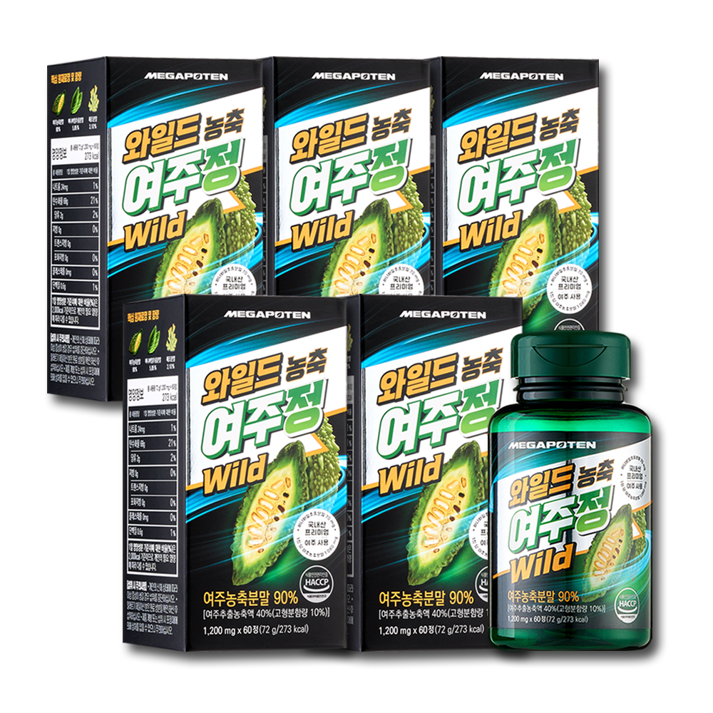메가포텐 와일드 농축 여주정 유기농 여주환 여주바나바환 60정, 5개