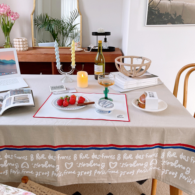 파리지앵 린넨 식탁보 테이블보 백일 돌상 홈파티 캠핑 카페 집들이 화이트 100X140