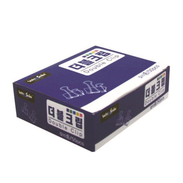 화신 더블크립 칼라 (중) 50개입 1갑 / 더블클립 서류 집게 칼라집게 제품 이미지
