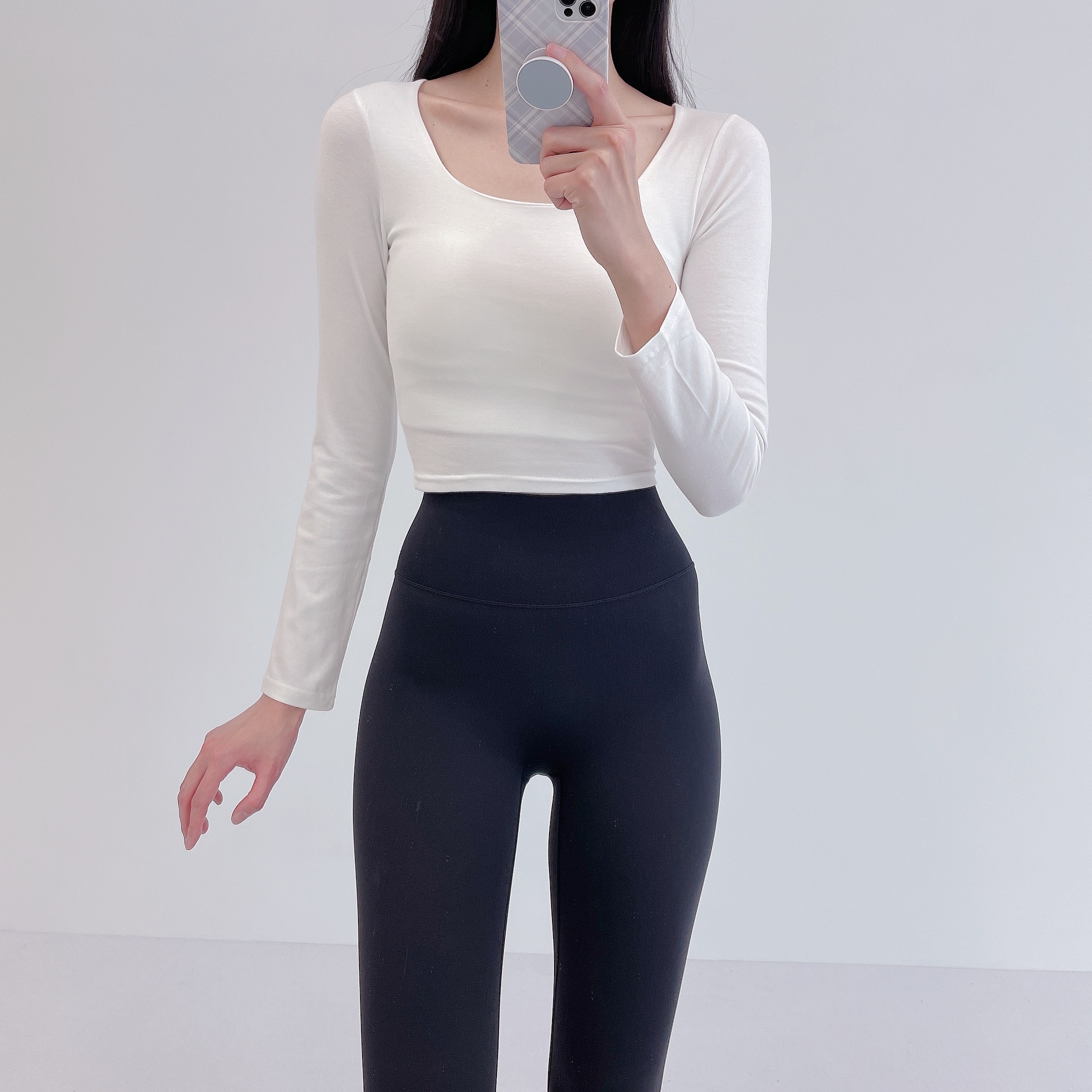 로라벨 티스 필라테스복 여성 요가복 필라테스 요가 상의 옷 커버업 운동복 탑 긴팔 크롭 - 상세 이미지 5