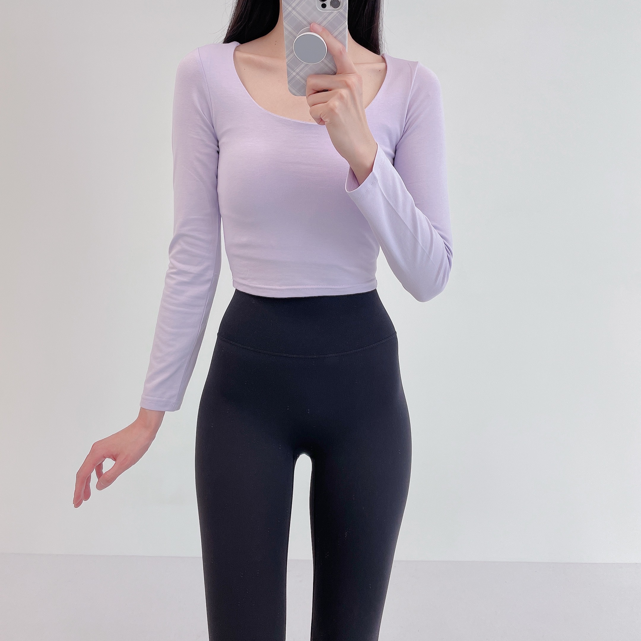 로라벨 티스 필라테스복 여성 요가복 필라테스 요가 상의 옷 커버업 운동복 탑 긴팔 크롭 - 상세 이미지 3