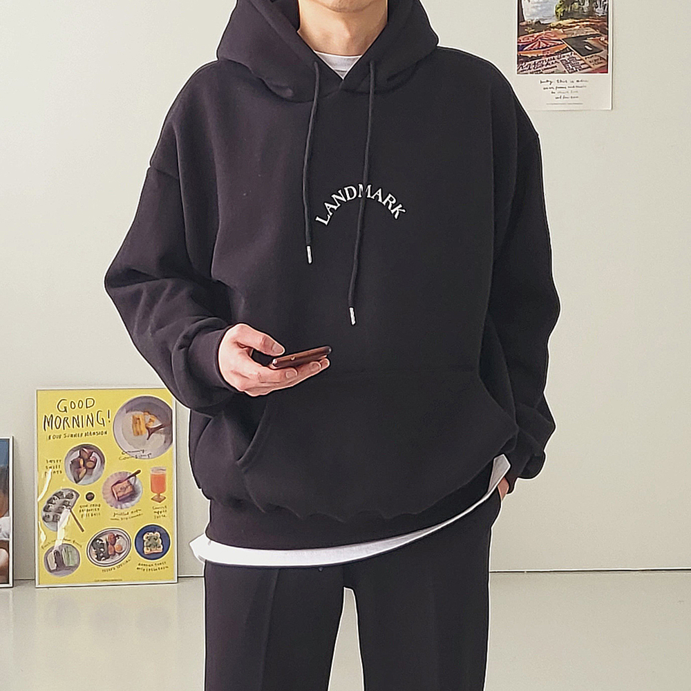 후드티이쁜곳 남자 랜드마크 오버핏 기모 후드티 이미지 2