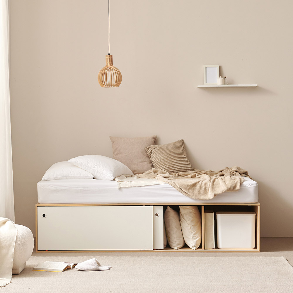 헤이즐 슬라이딩 빅수납 평상형 수납 침대 프레임 SS 슈퍼싱글