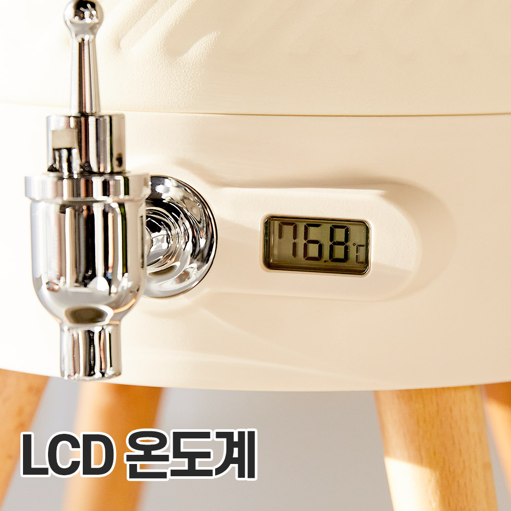오슬로 스텐 보온보냉 온도계 워터 디스펜서4.5L 탄산음료 쥬스 카페 캠핑 대용량 화이트 이미지 6