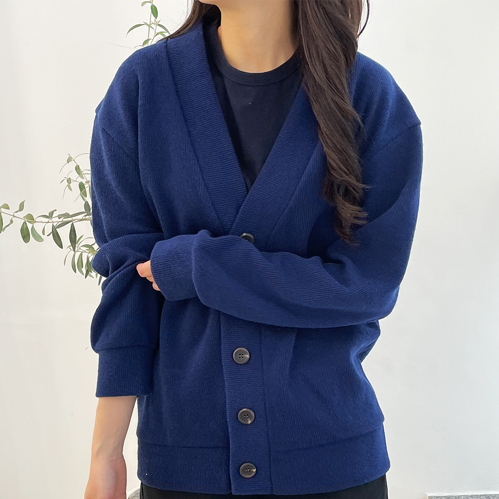 여성가디건 오버핏 브이넥 공용 커플가디건 이미지 2