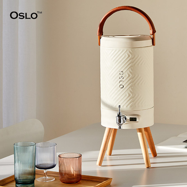 오슬로 스텐 보온보냉 온도계 워터 디스펜서4.5L 탄산음료 쥬스 카페 캠핑 대용량 화이트 - 상품 이미지