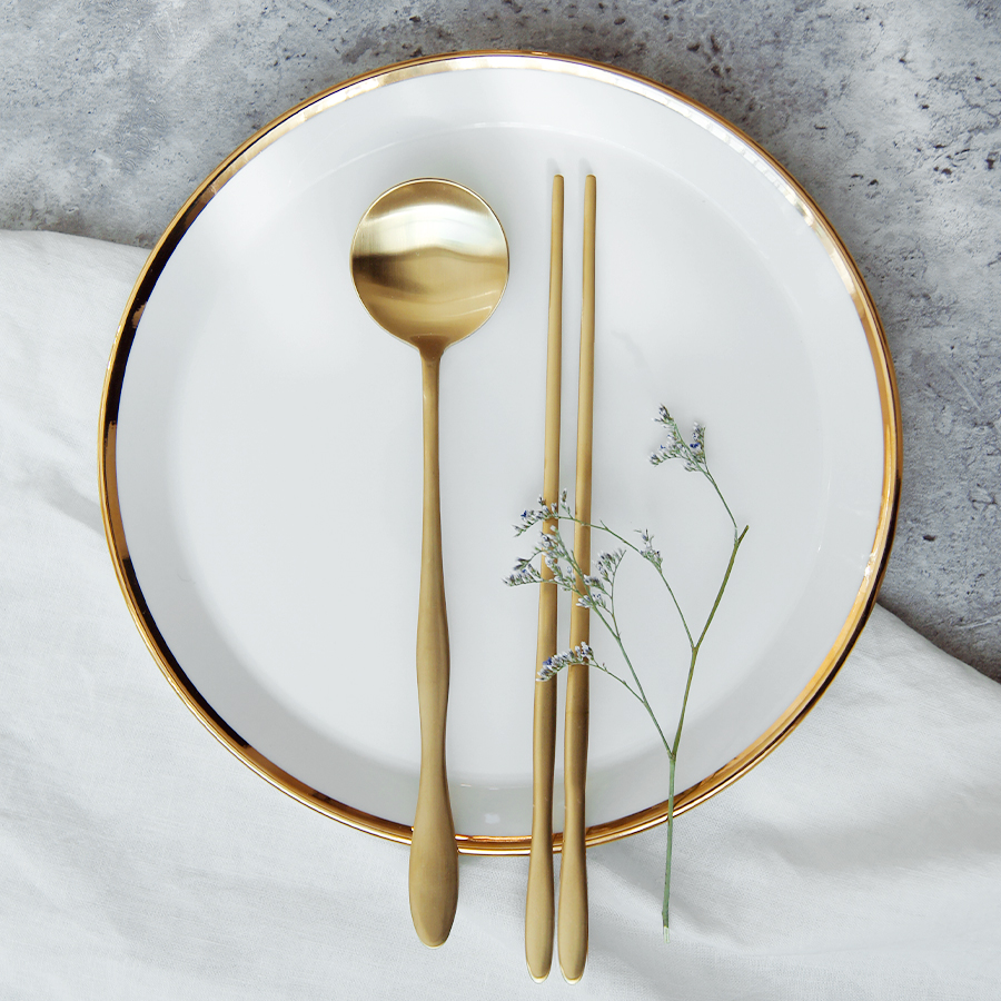 티타늄으로 도금한 골드블링 웨이브수저세트