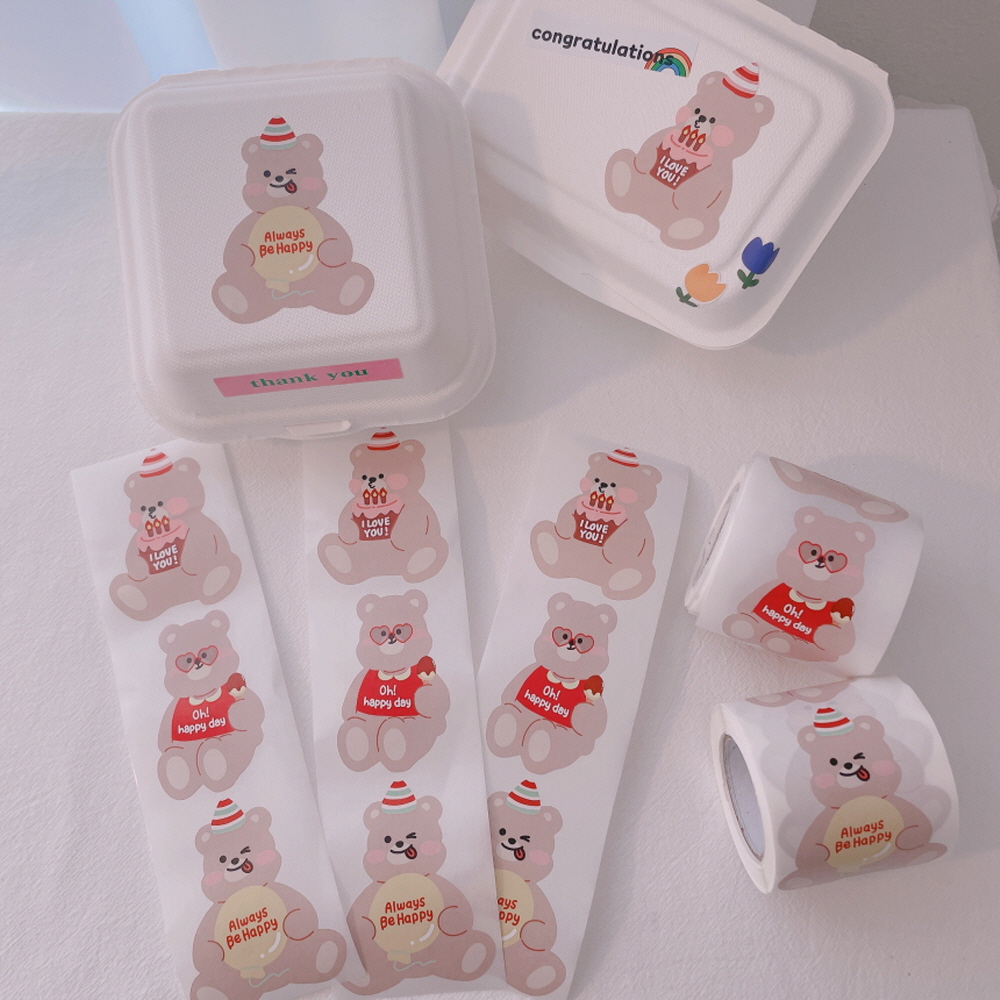 빅베어 롤 스티커 구디백 답례품 선물 포장 곰돌이 스티커 200p 제품 이미지