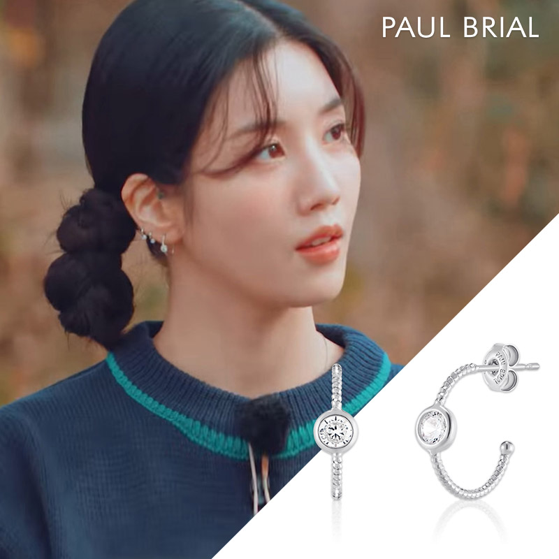 [권은비 착용] 폴브리알 주얼리 라운드후프 링귀걸이 PYSE0037_SILVER - 상품 이미지